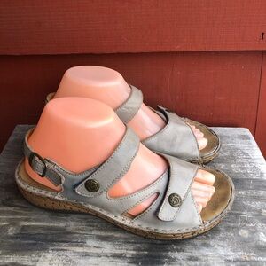 Propet Women’s Light Gray Comfort Leather Adjustable Sandals Size 7M